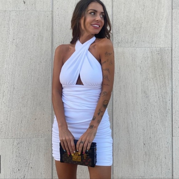 Zara White draped Wrapped Dress - Picture 3 of 14